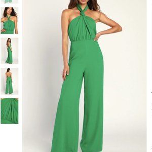 Lulus Epitome of Elegant Knotted Halter Wide-Leg Jumpsuit